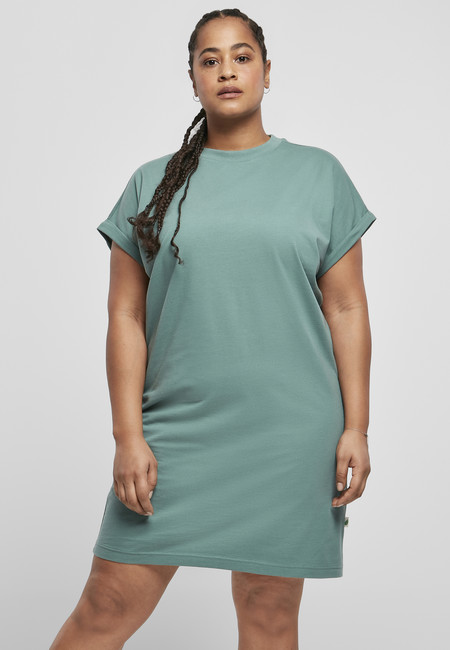 E-shop Urban Classics Ladies Organic Cotton Cut On Sleeve Tee Dress paleleaf - 3XL