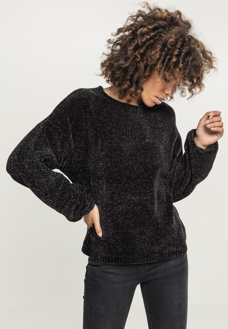 Urban Classics Ladies Oversize Chenille Sweater black - M