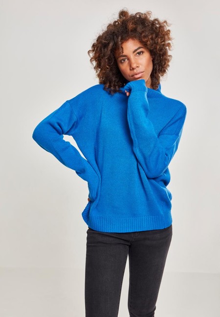 Urban Classics Ladies Oversize Turtleneck Sweater brightblue - 3XL