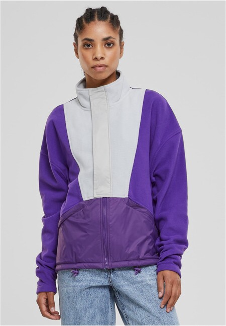 Urban Classics Ladies Polarfleece Track Jacket realviolet/lightasphalt - XS