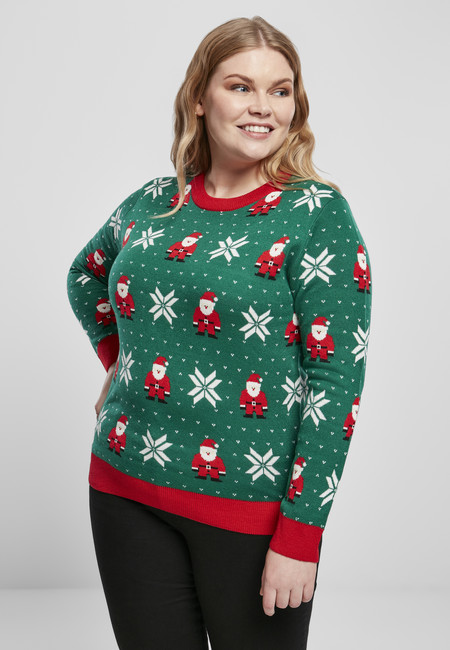 Urban Classics Ladies Santa Christmas Sweater x-masgreen - 5XL