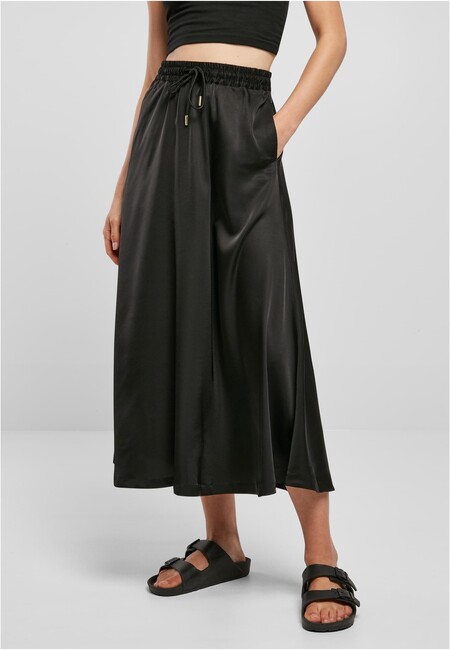 Urban Classics Ladies Satin Midi Skirt black - 5XL
