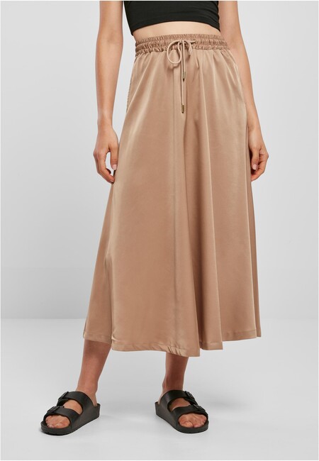 Urban Classics Ladies Satin Midi Skirt softtaupe - XL