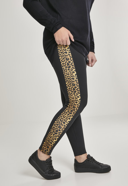 Urban Classics Ladies Side Striped Pattern Leggings blk/leo - XS