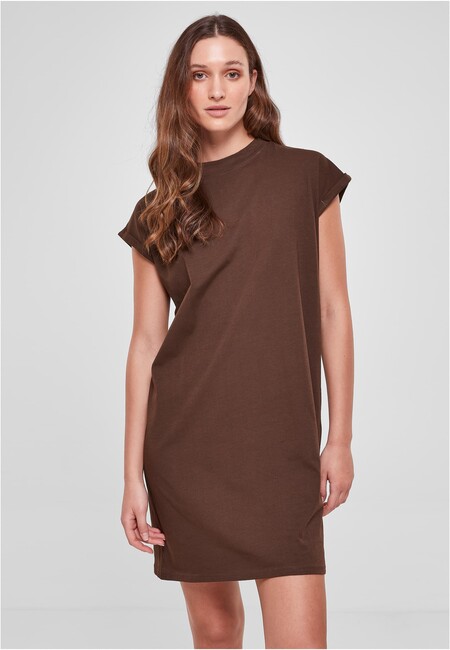 E-shop Urban Classics Ladies Turtle Extended Shoulder Dress brown - 4XL