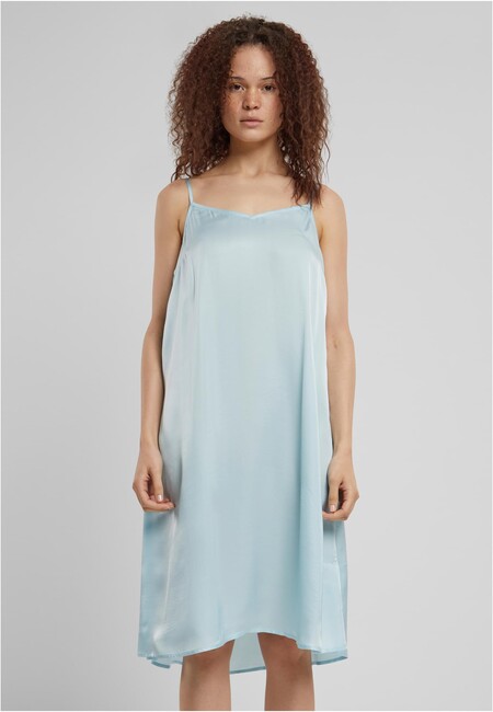Urban Classics Ladies Viscose Satin Slip Dress oceanblue - S