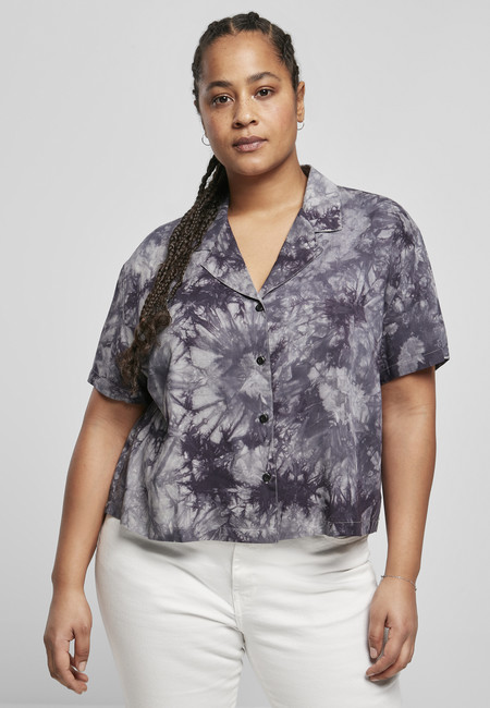 Urban Classics Ladies Viscose Tie Dye Resort Shirt dark - XS