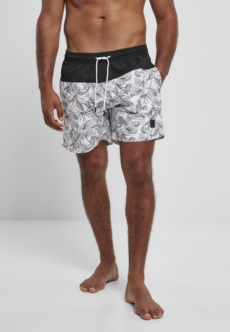 Urban Classics Low Block Pattern Swim Shorts jungle pattern/black - XL