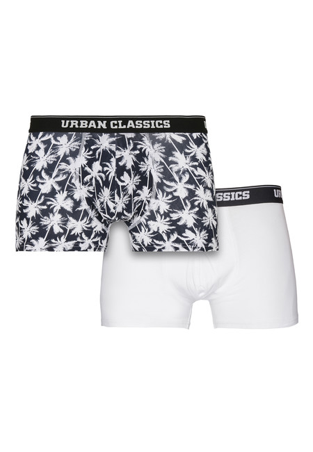 Urban Classics Men Boxer Shorts Double Pack palm aop+white - S