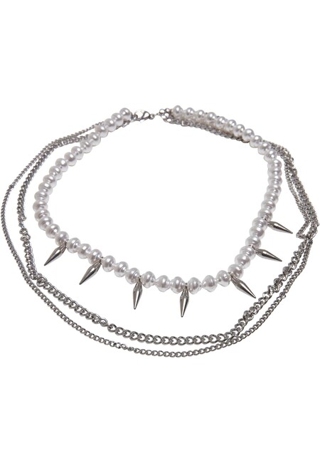 Urban Classics Meridian Pearl Layering Necklace silver - UNI