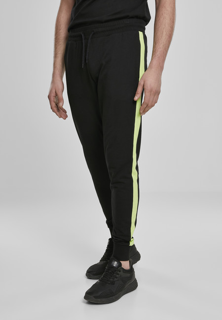 Urban Classics Neon Striped Sweatpants black/electriclime - XL
