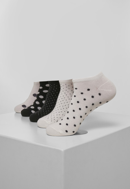 Urban Classics No Show Socks Dots 5-Pack white/black - 39–42