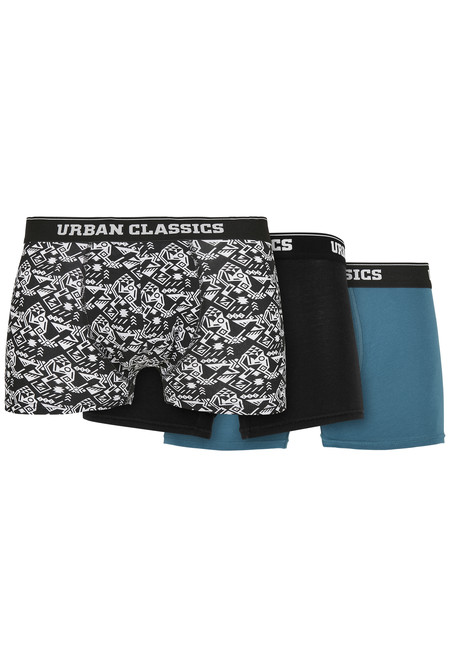 Urban Classics Organic Boxer Shorts 3-Pack detail aop/black/jasper - S