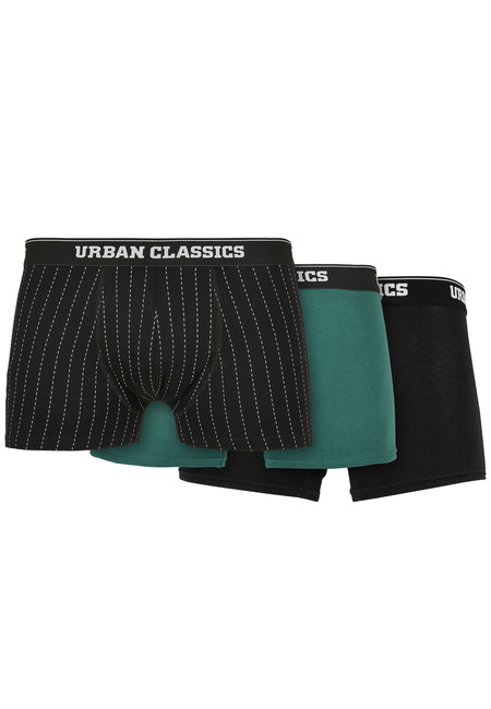 Urban Classics Organic Boxer Shorts 3-Pack pinstripe aop+black+treegreen - M