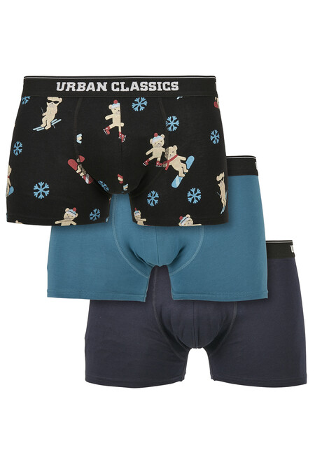 Urban Classics Organic X-Mas Boxer Shorts 3-Pack teddy aop+jasper+navy - 5XL
