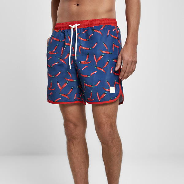 E-shop Urban Classics Pattern Retro Swim Shorts pepperoni aop - S