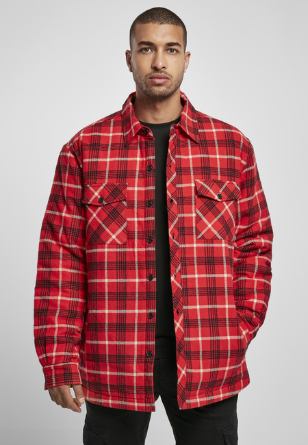 Urban Classics Plaid Quilted Shirt Jacket red/black - L