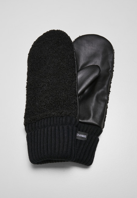 Urban Classics Sherpa Imitation Leather Gloves black - L/XL