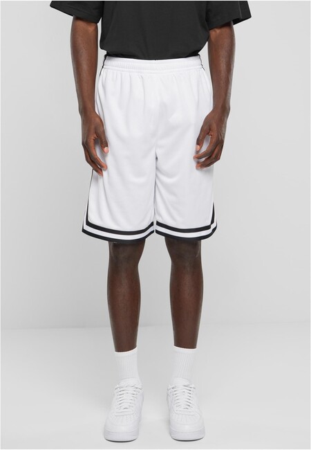 Urban Classics Stripes Mesh Shorts white/black/white - XL