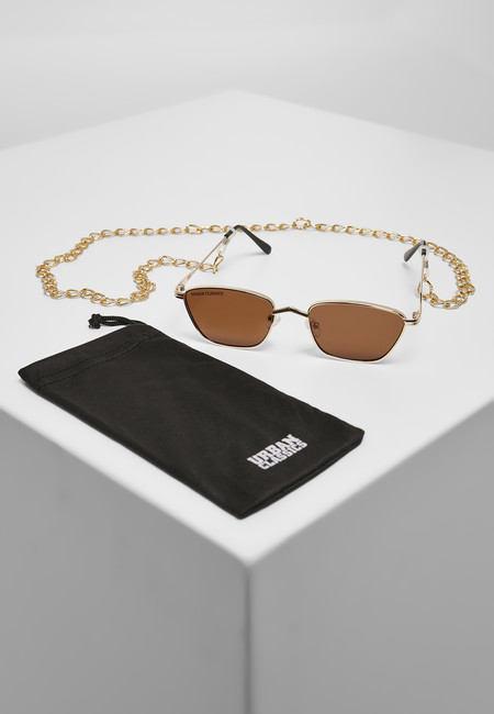 E-shop Urban Classics Sunglasses Kalymnos With Chain gold/brown - UNI