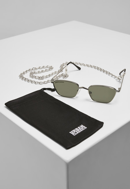 E-shop Urban Classics Sunglasses Kalymnos With Chain silver/green - UNI