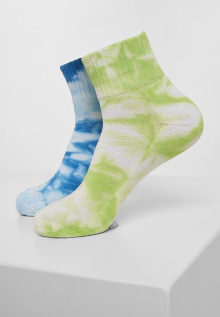 Urban Classics Tie Dye Socks Short 2-Pack green/blue - 47–50
