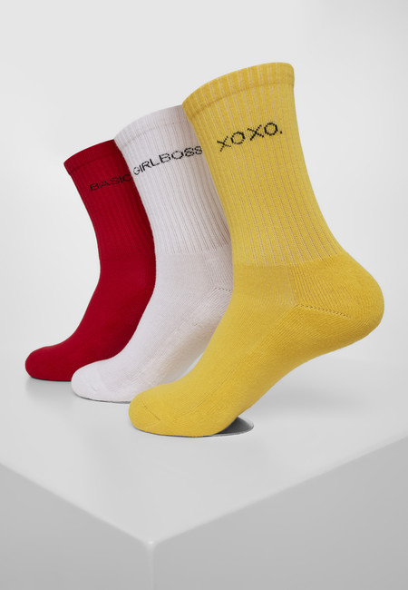 Urban Classics Wording Socks 3-Pack yellow/red/white - 43–46